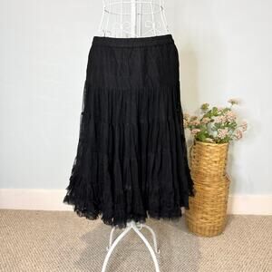 Gorgeous vintage y2k black ruffled tiered flowy peasant mid fairy skirt